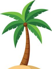 A stylized vector illustration of a tropical coconut palm tree, perfect for a summer beach vacation design