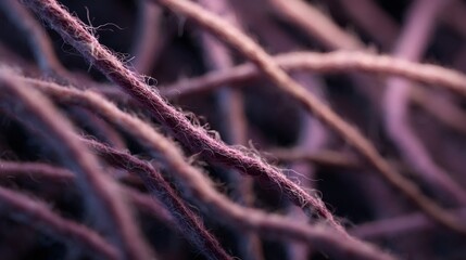 Purple yarn close up showing fiber details and texture