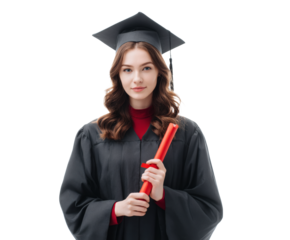 Beautiful graduate with a diploma celebrating academic success.