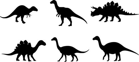 set of vector dinosaur silhouette icons
