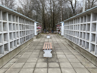Concrete Wall columbarium and empty niches