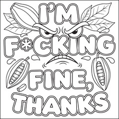 Cozy swear word. Bold and easy coloring pages for adults.