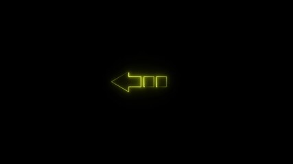 Abstract glowing neon light arrow icon on black background. neon arrow icon animation yellow colour left side arrow on black background.. - Powered by Adobe