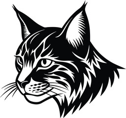 Stylized black and white lynx head profile