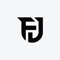 Letter Fj or Jf initial unique modern monogram logo