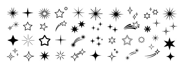 Diverse star shapes and sparkling effects collection sparkle shine