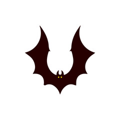 Stylized bat with glowing eyes in flight represents spooky Halloween imagery, perfect for holiday decorations and themed designs on various media.