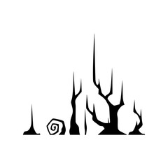 Stylized Spooky Forest Silhouette with Unique Trees, Great for Halloween Designs and Themed Projects with a Fantasy or Dark Aesthetic Look