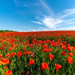Fototapeta premium Vibrant poppy field under a summer sky