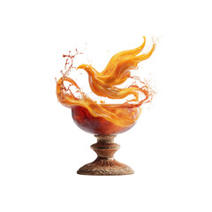 Amber Liquid Splashing from Ornate Goblet - Abstract Artistic Drink Image