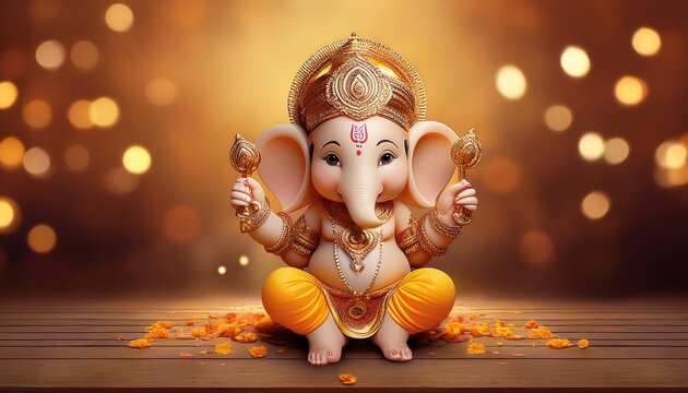 Happy Ganesh Chaturthi Celebrating Lord Ganesha with Cute Small Ganesh Ji