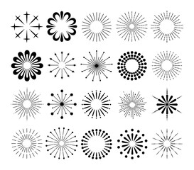Obraz premium Radial burst starburst sunburst abstract ornamental graphic shapes vector