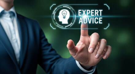 Photo of a business professional provides expert advice and consultation for strategic solutions and innovative technology to achieve success