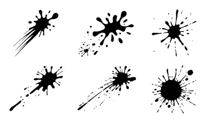 Black ink splatters and splashes abstract design elements paint