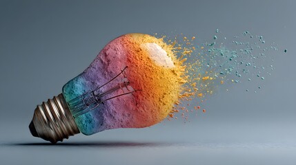 Colorful light bulb explosion concept idea innovation creative inspiration