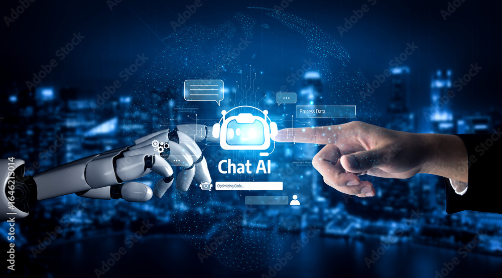 Poster ai assistant brain processor with llm technology, big data, machine learning, generative ai for busi