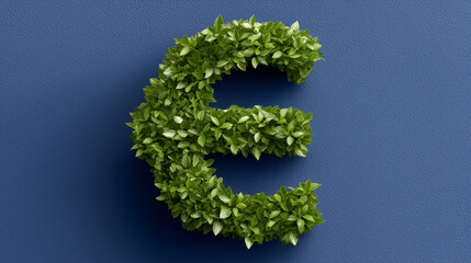 A euro symbol made of leaves, representing eco-friendly finance