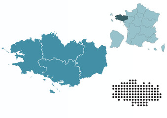 Obraz premium Set maps of Brittany province