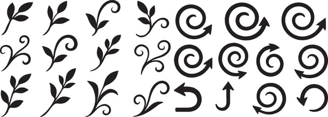 Assorted Black Decorative Flourishes and Arrows Whimsical Vector Art Collection