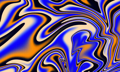 liqufy liquid grainy gradient background.Vibrant swirling abstract pattern with blue orange and white colors