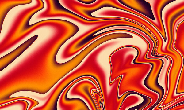 liqufy liquid grainy gradient background.Vibrant swirling abstract pattern of red orange and yellow hues
