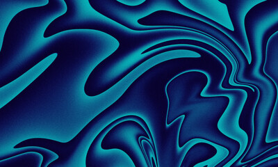 liqufy liquid grainy gradient background.Abstract swirling teal and deep blue liquid marble texture