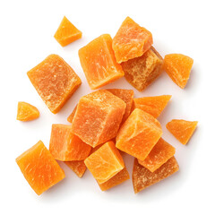 Dried pumpkin pieces, isolated on a clean white background, used for cooking,