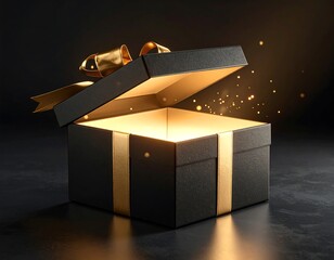 Open gift box, glowing inside