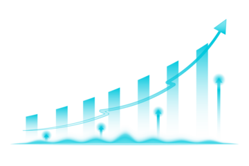 Transparent stock market investment trading growth finance chart graph data business analysis economy profit success background illustration concept