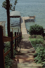 blue and green path to the lake