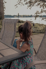 girl at the lakehouse