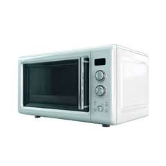 Fototapeta premium White microwave oven, angled view