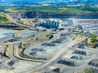 Drone aerial photograph of the Bass Point Quarry near Shellharbour on the South Pacific Ocean...