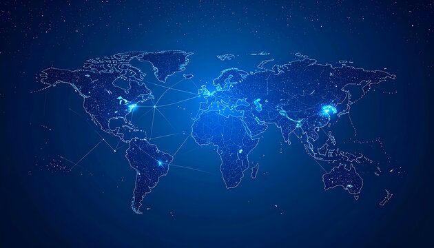 Global network map, highlighted connections