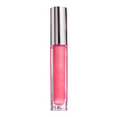 Obraz premium Pink lip gloss in a clear tube with silver cap