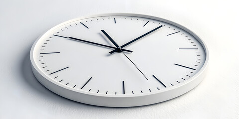 Minimal round clock isolated on white background for modern and simple decorative time display