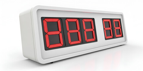 Digital clock display isolated on white background for modern and sleek timekeeping visuals