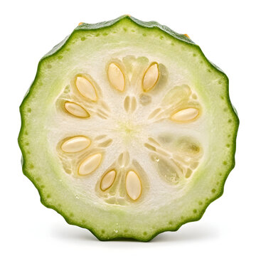 Whole dried pointed gourd slice isolated on a plain background, perfect for culinary, herbal,