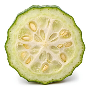 Whole dried pointed gourd slice isolated on a plain background, perfect for culinary, herbal,