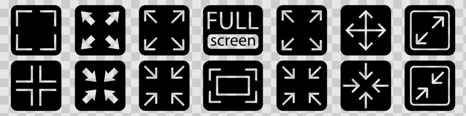 Full screen vector black icons. Set of full screen and exit full screen icon. Arrow mark icons. Scalability icons in flat style for web site, UI, mobile app. Vector illustration © Петро Корженівський