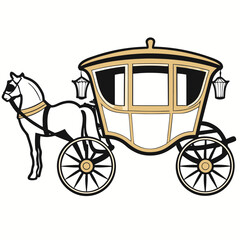Fototapeta premium Horse-drawn carriage with lanterns in classic design icon 