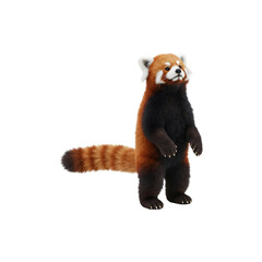 Fototapeta premium Cute Red Panda Standing Upright for Wildlife, Zoo, and Animal-Themed Content