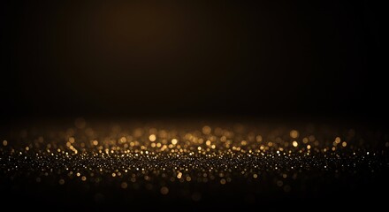 Luminous Golden Glitter Floor with Soft Bokeh on a Dark Stage