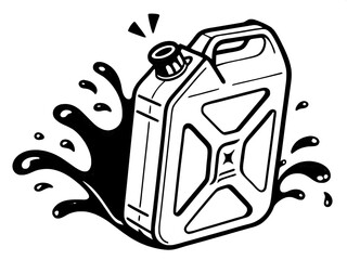 Icon of a jerrycan with fuel splash effect.
