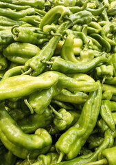 Green peppers in a market