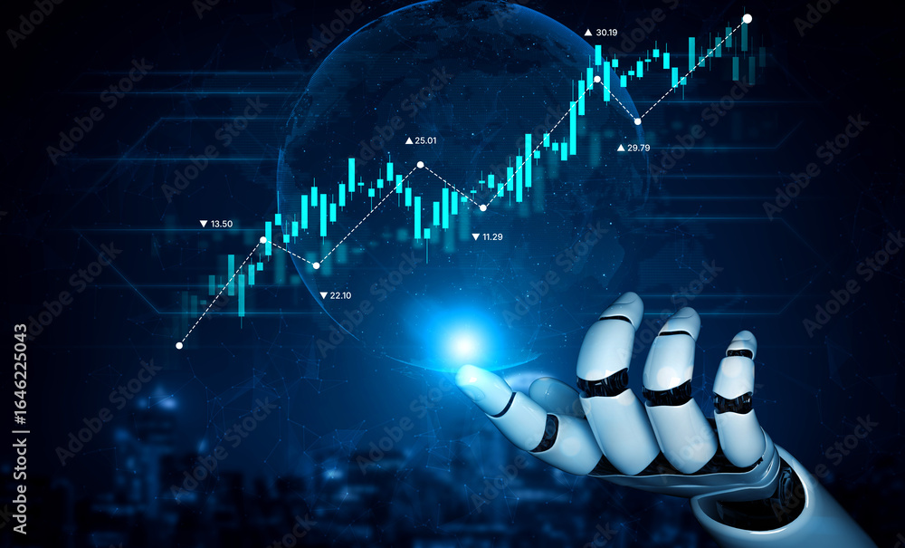 Poster ai tools analyze stock market data through dynamic chart visualization to forecast price trends and 