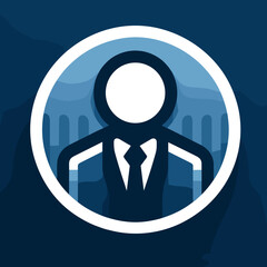 Businessman icon illustration in modern design with blue gradient background