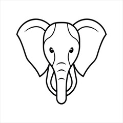 Elephant Head Outline Vector Illustration