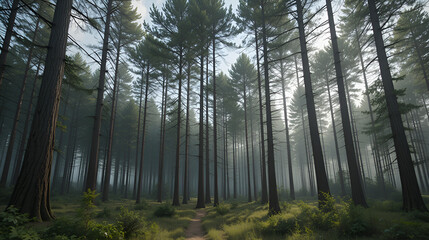 Long forest cutter trees. Generate Ai