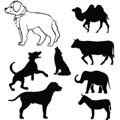 Flat Vector Animals and Silhouettes Collection
